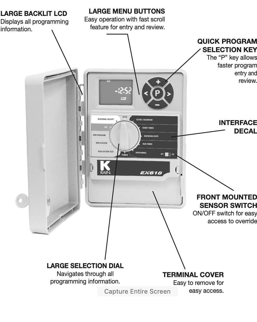 K Rain EX618 6 Station Irrigation Controller Information