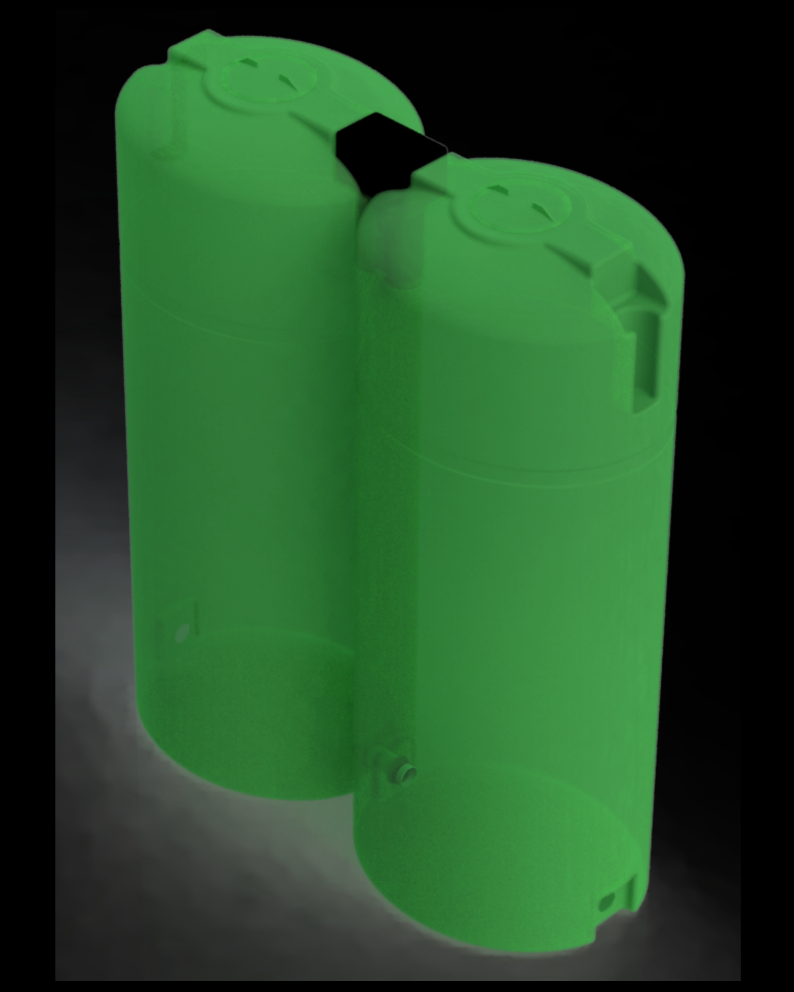 1,000 Lr Slimline Tank Joined Xray view SIDE