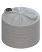 A light gray plastic water storage tank with a ribbed cylindrical body, a domed top, and a circular opening on the upper left, shown on a plain white background.
