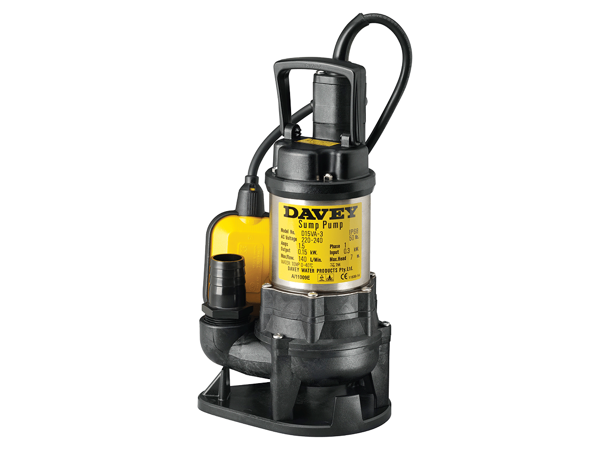Davey D15VA Vortex submersible pump on a black background