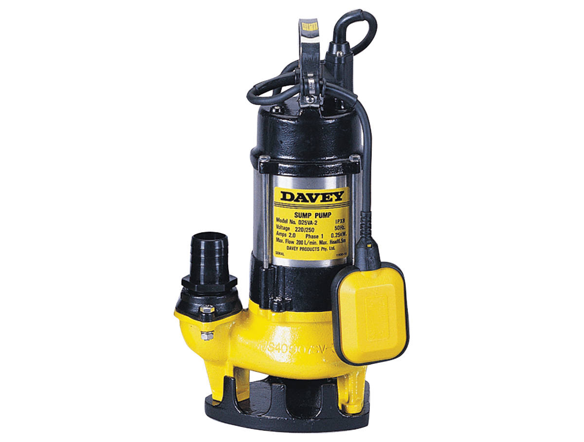 Davey D25VA Vortex submersible pump on a black background