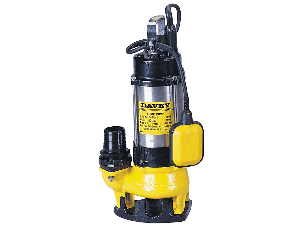 Davey D40VA Vortex submersible pump on a black background