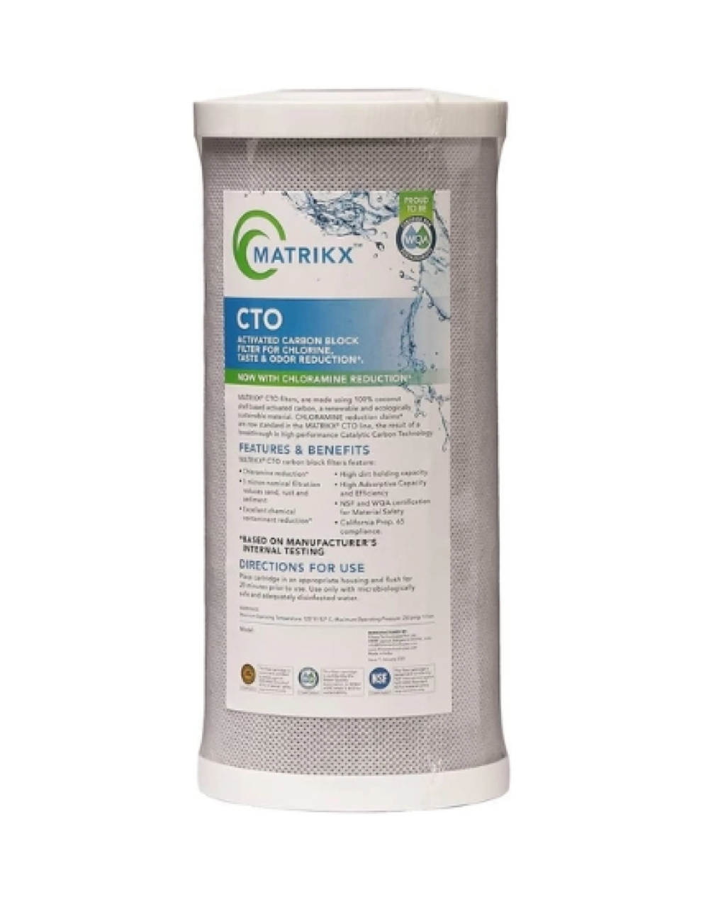 Matrikx CTO activated carbon block on a white background