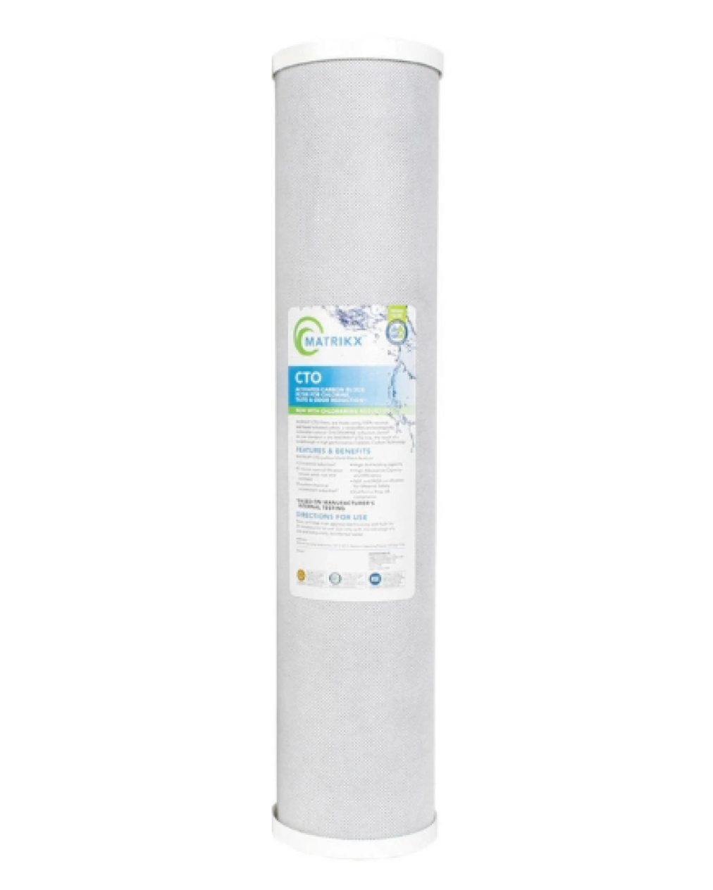White Matrikx CTO filter with a label on a white background