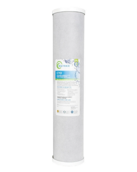 White Matrikx CTO filter with a label on a white background