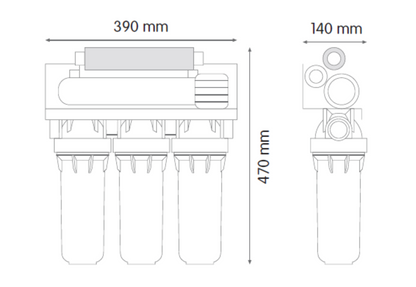 Oasis DP Underbench Reverse Osmosis 189 LPD Dimensions