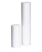Two cylindrical white poly spun filters on a white background