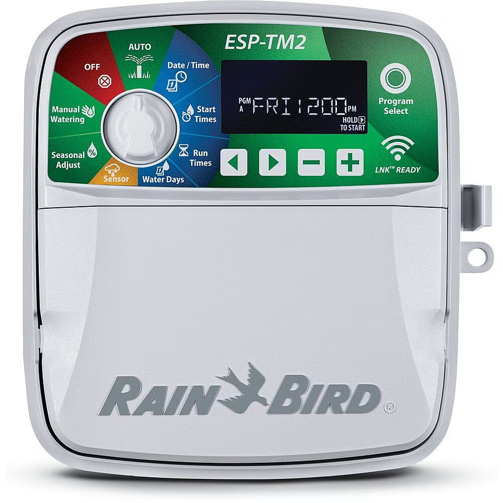 Rain Bird ESP-TM2 irrigation controller on a white background