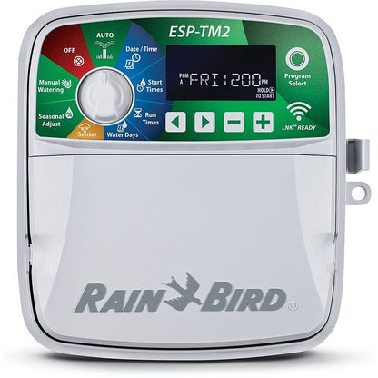 Rain Bird ESP-TM2 irrigation controller on a white background