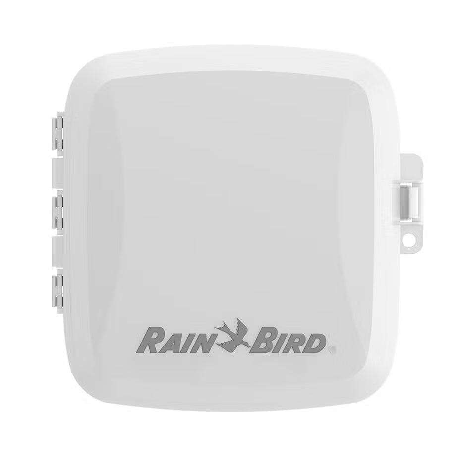 White electronic device with Rain Bird logo on a white background