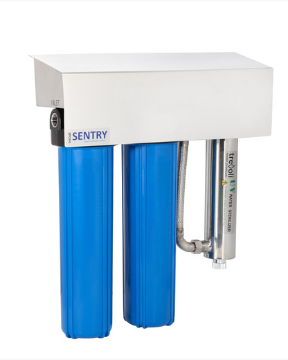Sentry 202 water filter system with two blue filter cartridges 